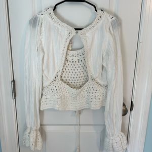 Free People White Crochet Top